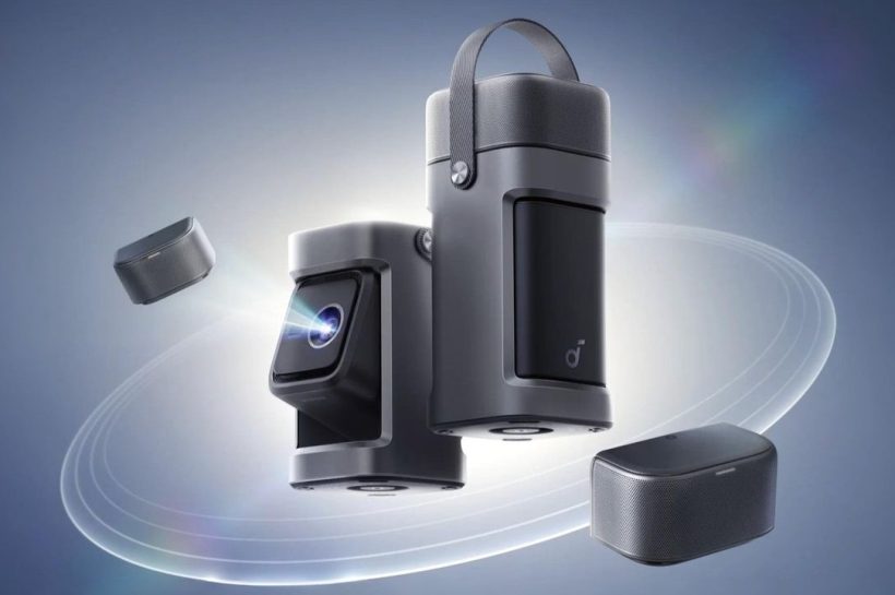 Anker’s new Nebula portable projector has removable wireless speakers, all in a smart lunch-pail-like design